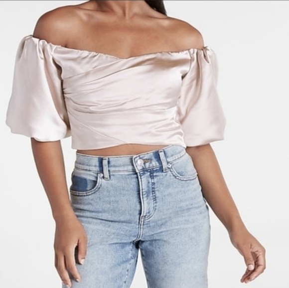Express Tops - Blush Pink Satin Crop